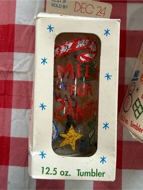 Vintage Anchor Hocking Tumbler - Milk for Santa Holiday Glass